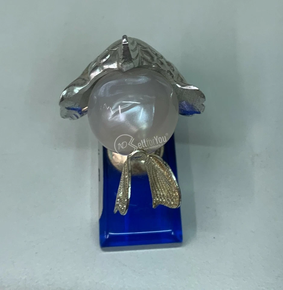 SOPPRAMMOBILE PESCE IN ARGENTO 800 N.F.C. DIM. 6X2,5X6 CM PIEDISTALLO BLU - Immagine 3 di 3