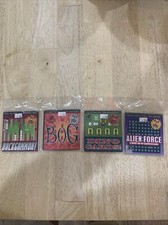 4 VNT Computer Floppy Disks GAMES NEW - Backgammon , BOG , Dino Cards , Alien