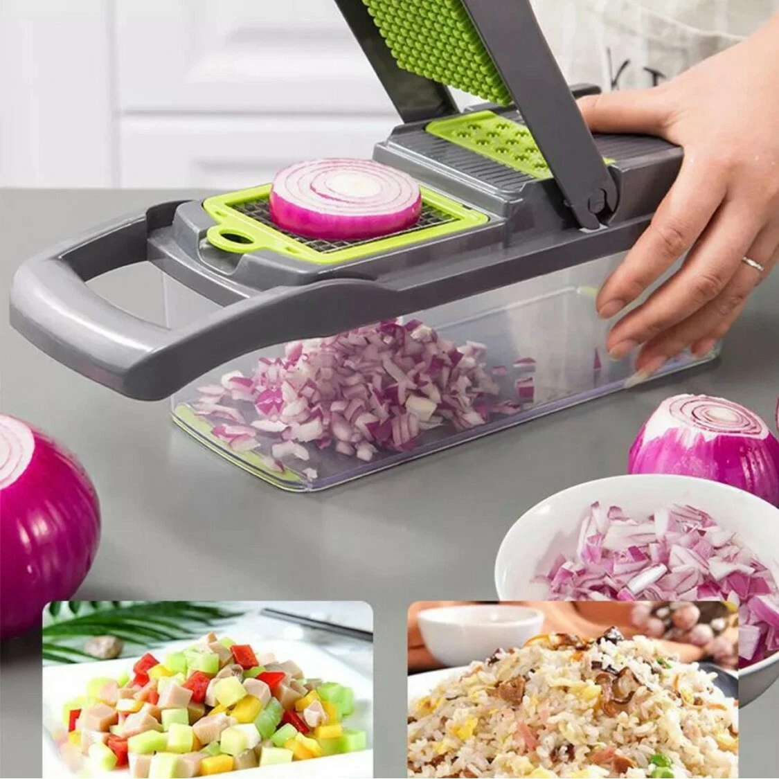15-In-1 Vegetable Fruit Chopper Cutter Food Onion Veggie Dicer Slicer Kitchen US 15-In-1 Vegetable Fruit Chopper Cutter Food Onion Veggie Dicer Slicer Kitchen US