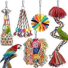Bird Toys Bird Rope Perch with Bell Colorful Bird Chewing Shredding Foraging