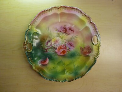 RS Prussia Scalloped & Beaded Edge Floral Pattern 11'' Platter / Plate / Tray