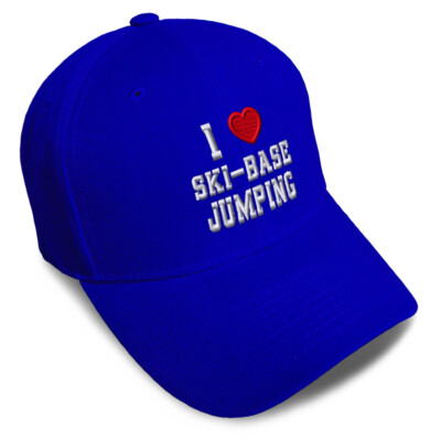 Baseball Cap I (Love) Ski-Base Jumping Red Heart Sports Lovers Ski-Base Jumping