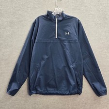 Under Armour Men Jacket Medium Blue Windbreaker Storm Trail Run 1/4 Zip Loose