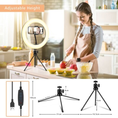 10 inch  Ring Light Selfie Light Ring with Tripod Stand & Phone Holder Mom Gift