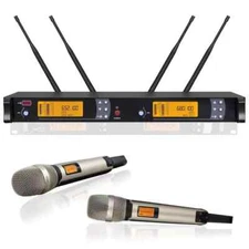 SKM-9000 2 Champagne Handheld Wireless DJ Karaoke Microphone System SKM9000 Mode