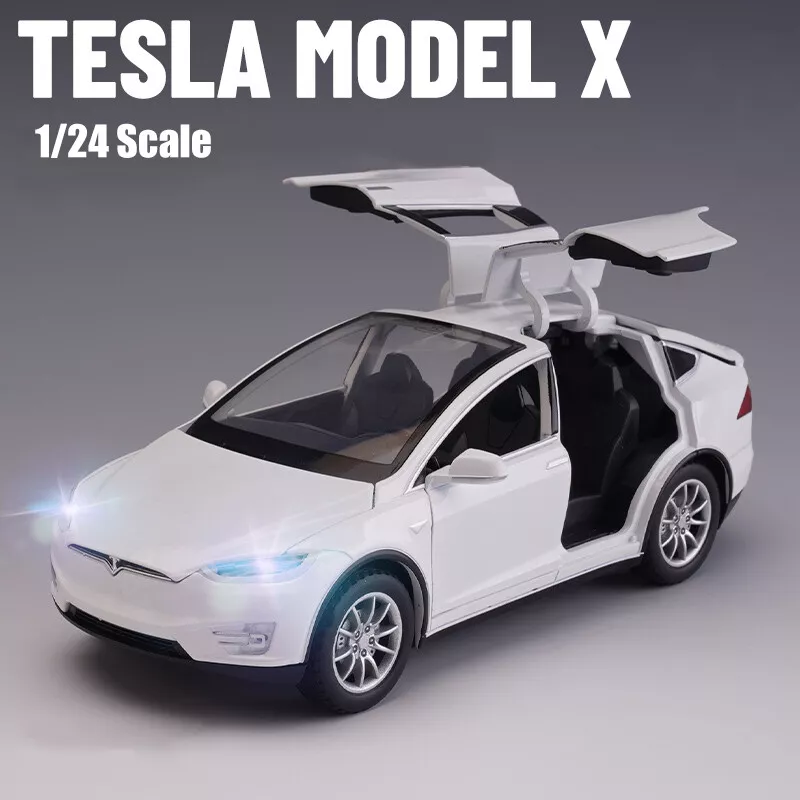 1:24 Tesla Model X EV Diecast Model Car Sound&Light Collectible Toy Kids  Gift