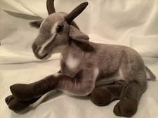 Pygmy Goat Plush 16" Gray Stuffed Animal Tiger Tale Toy 2017 Horns, Patrick