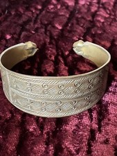 Antique Moroccan Brass Bracelet Hand Designed Berber Ethnic Tuareg Cuff Bangle