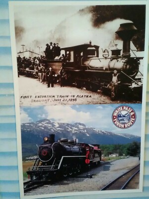 VINTAGE POST CARD 1st EXCURSION TRAIN IN SKAGWAY ALASKA.