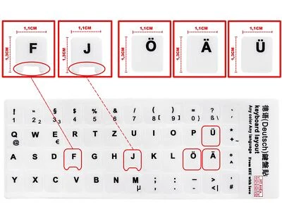 HT IMEX DEUTSCHE Buchstaben Tastatur Aufkleber Matt weiß für Laptops Computer