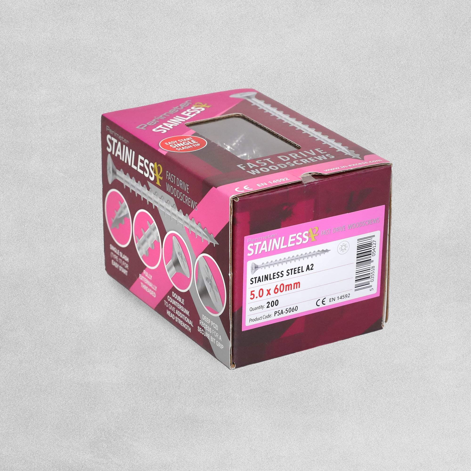 Perimeter Stainless Steel A2 Wood Screws - 5.0 x 60mm - Pack of 200