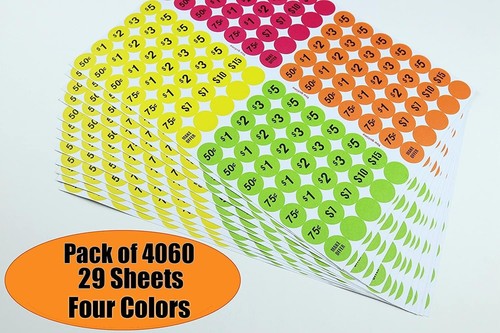 4060 Pcs 3/4 Inch Yard Garage Sale Price Stickers Price Tags for Market Retail - Picture 2 of 8
