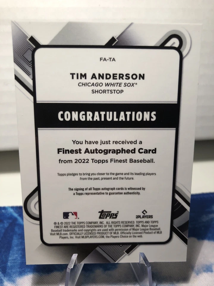 2022 Topps Finest Tim Anderson Green Wave Refractor On-Card Auto /99 #FA-TA - Image 2 of 2
