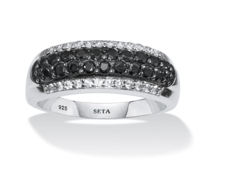 .22 TCW ROUND BLACK SPINEL CZ STERLING SILVER RING SIZE 6 7 8 9 10