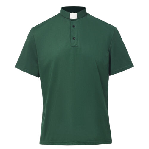 T-Shirt Herren Klerus Poloshirt Priester Vikar Pastor Tops mit Kleriker Tab Kragen - Bild 15 von 38