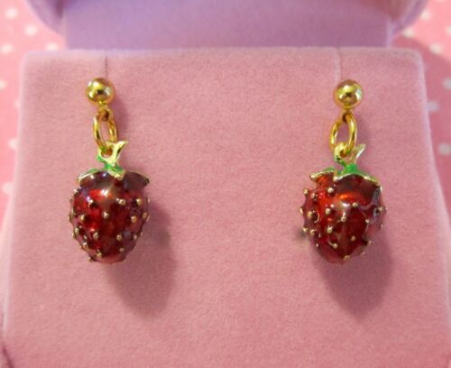 Strawberry Earrings #2 - Red & Gold