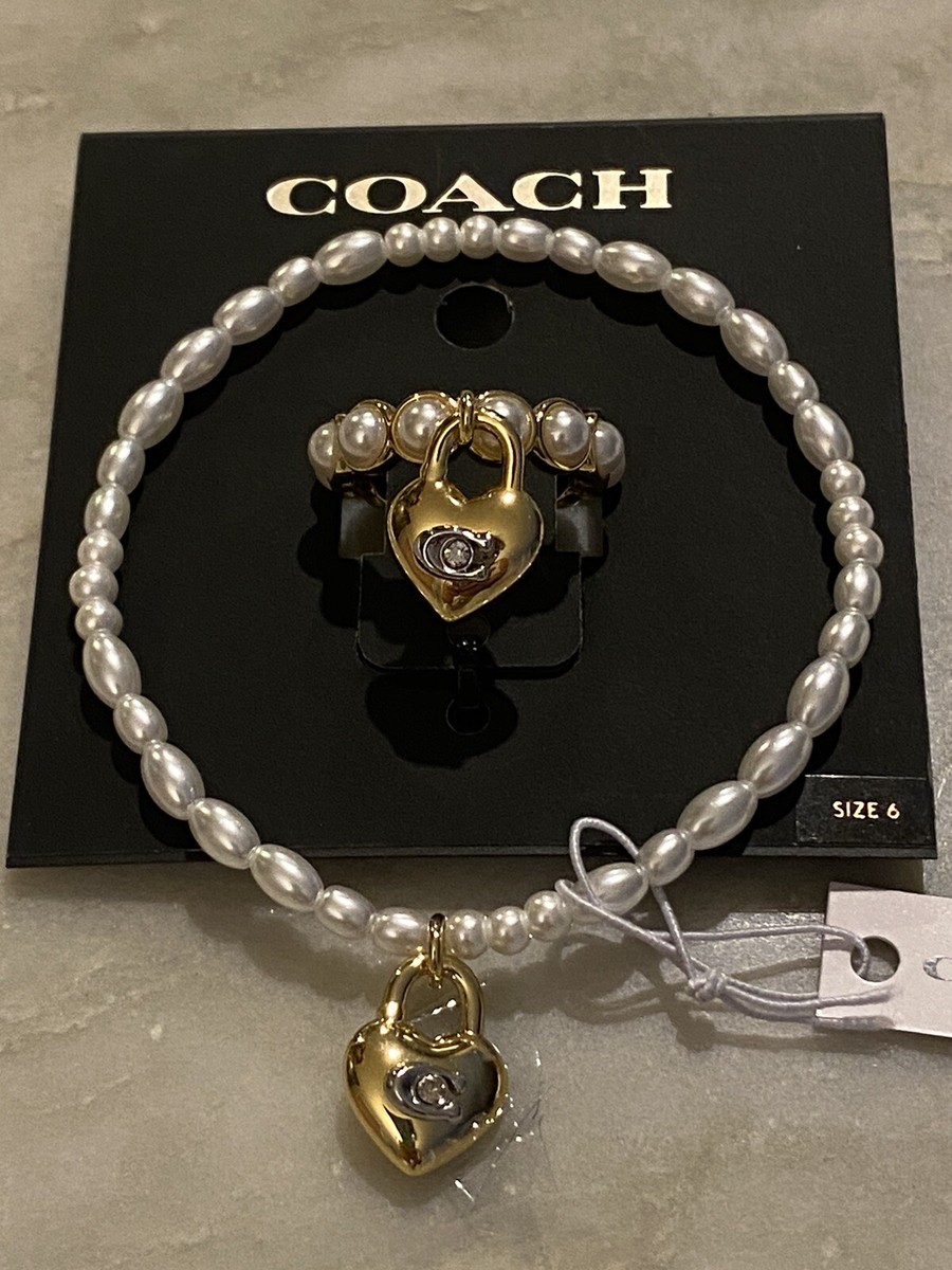 【正規品】コーチ エレガント ハート パッドロック バングル COACH* ~ HEART LOCK RING (sz6) CI897 ~ HEART LOCK STRETCH