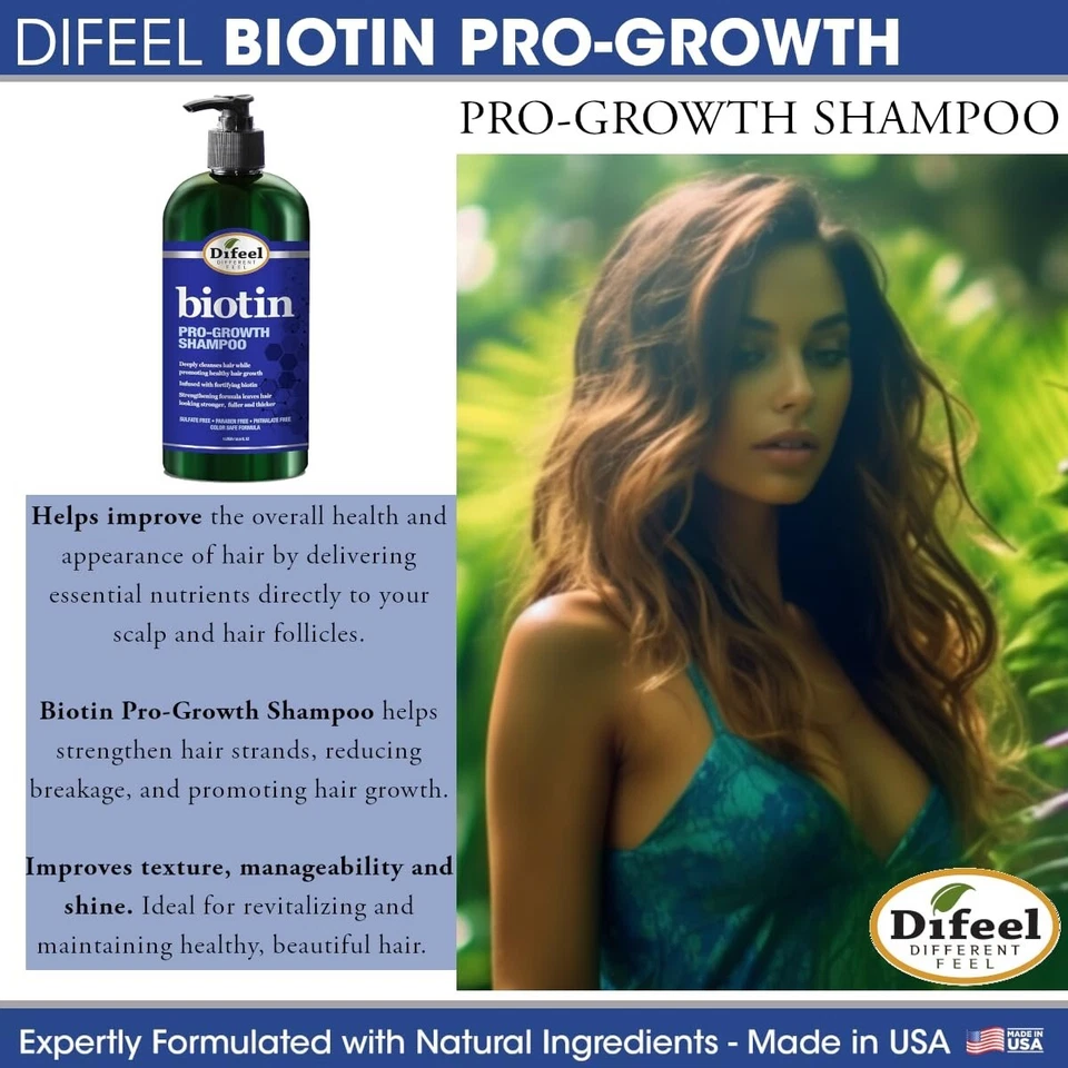 Difeel Biotin Regimen for Hair Growth-33.8oz Shampoo & Conditioner  5PC Set - Image 2 of 4