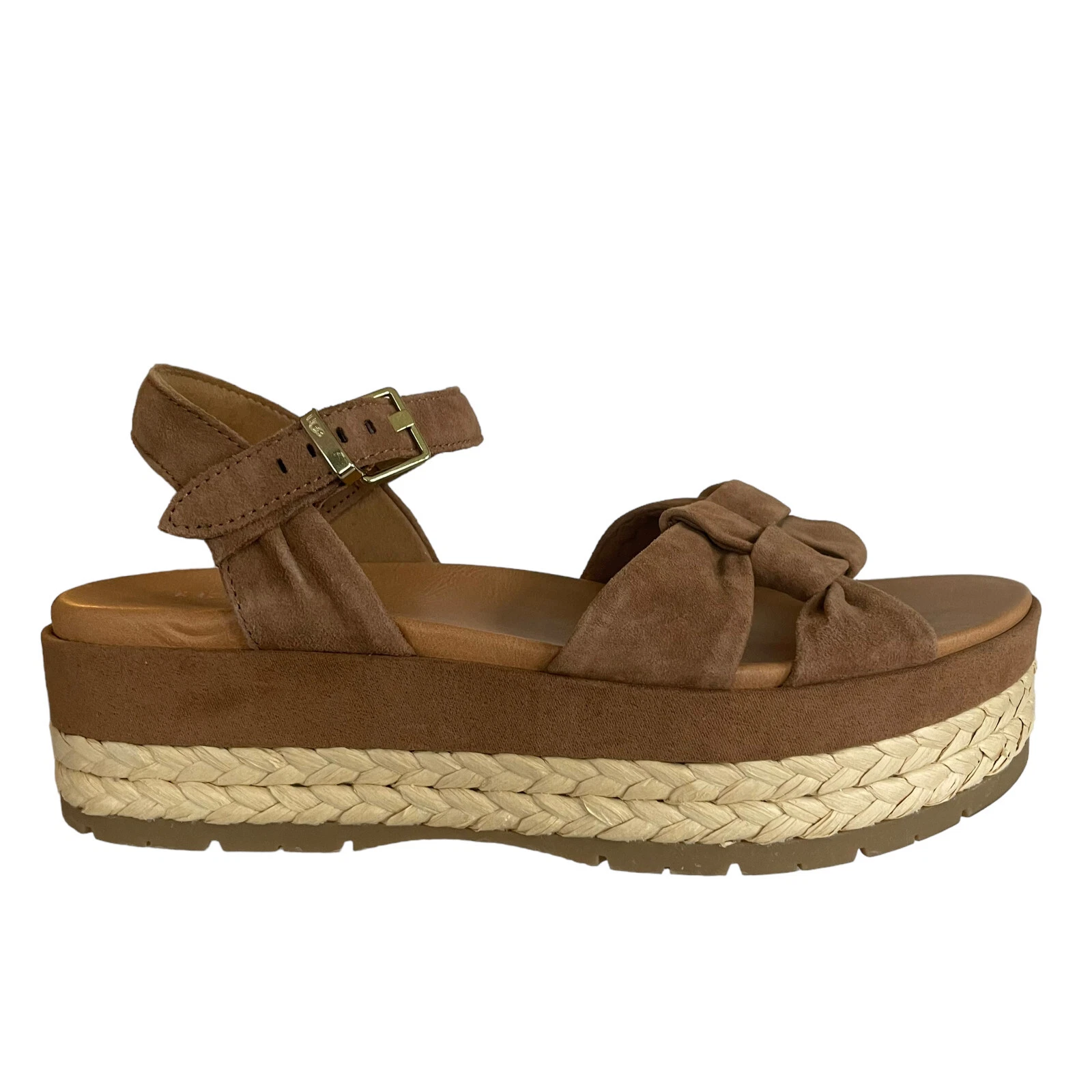 Sandali UGG Neusch donna US 10 EU 41 marrone pelle castagno scamosciata tacco plateau