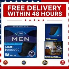TENA Men's Incontinence Shields 58 Count Light Leak Protection