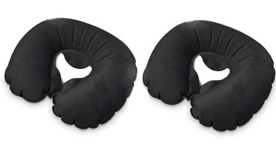 MagiDeal 2 Pack Inflatable Travel Neck Cushion Pillow Supports Head & Black 