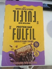 Fulfil Chocolate Peanut Caramel Protein Bars 12 Count Gluten Free 15g Protein