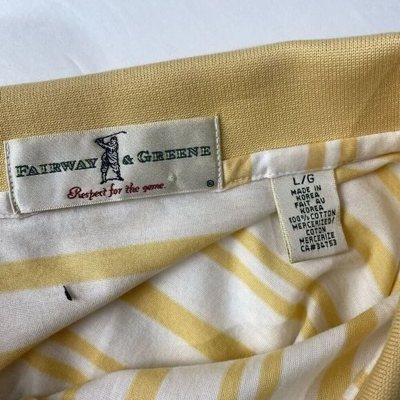 Fairway and Greene Shirt Mens Large Yellow Short Sleeve Golf Outdoors Polo Used - Image 2 of 4