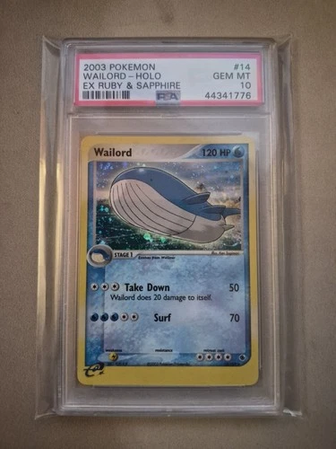 Pokemon Wailord 2003 EX Ruby & Sapphire Holo Rare 14/109 PSA 10