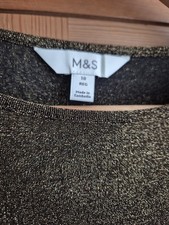 M and S Gold Metallic Tunic Dress Size 10
