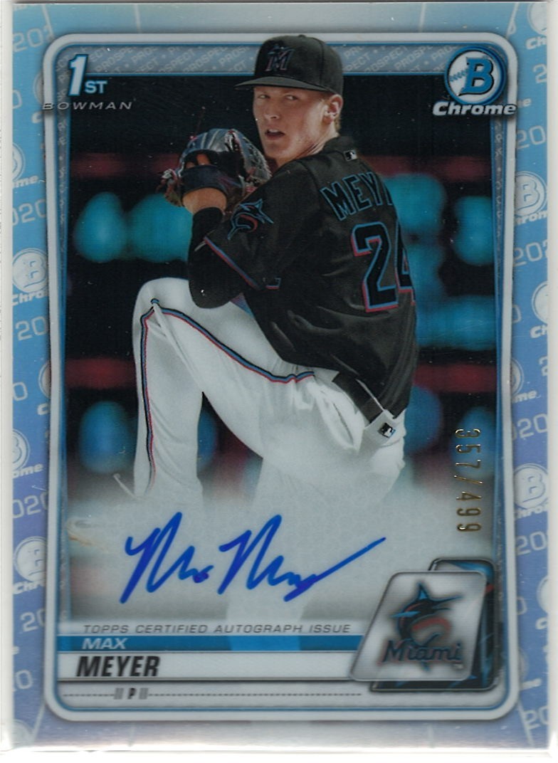 Max Meyer 2020 Bowman Draft Chrome Refractor 1st RC Auto /499 Marlins