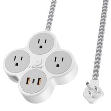 6-in-1 Wall Mount Power Strip with 3 AC Outlets, 2 USB Ports, 1 Type-C Port ...