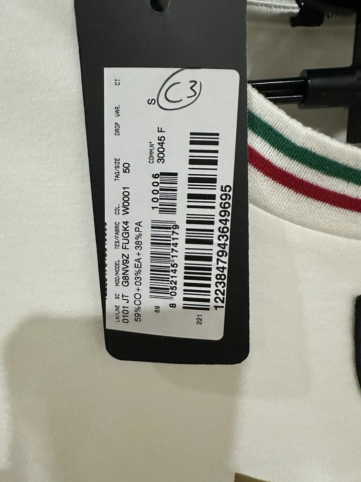 DOLCE & GABBANA DG логотип Италии флаг Sz 50 EU/большой США белая футболка с Ярлыками $595 🔥 - Изображение 3 из 4