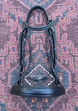 Over-size black OTTO SCHUMACHER Dressage snaffle bridle - LOVELY! Retail $550+