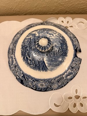 Vintage Liberty Blue Ironstone Lid Only For 10.5  Soup Bowl Boston Tea Party