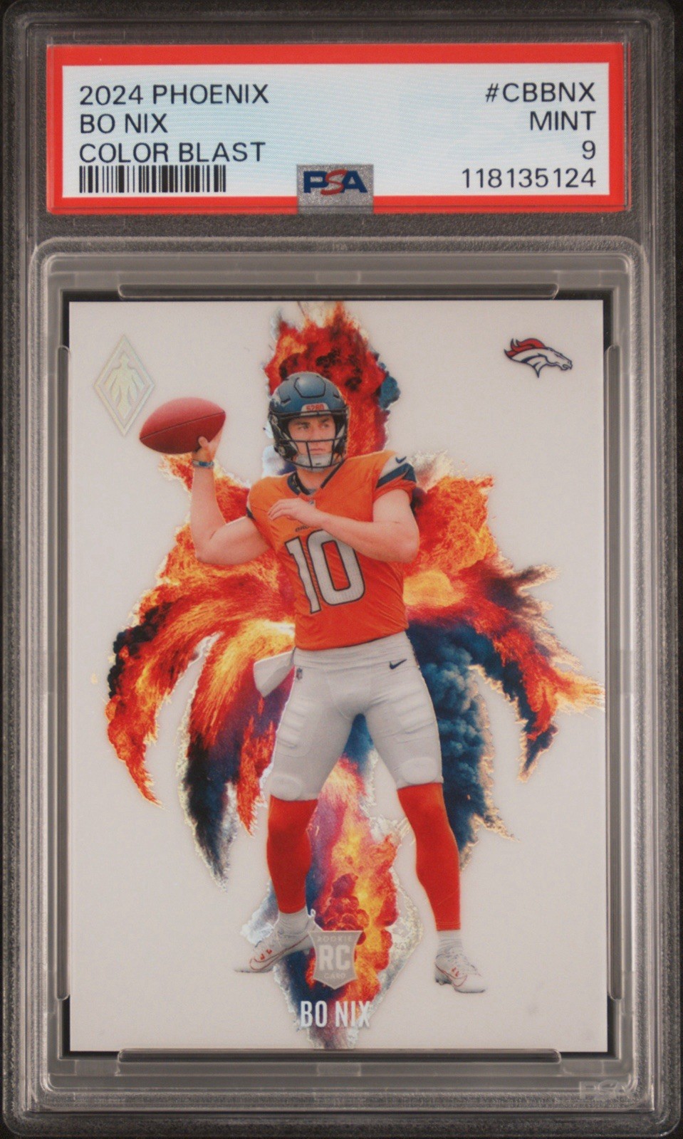 🧨 2024 Phoenix Bo Nix Color Blast PSA 9 Mint RC🔥 Broncos Rookie Heat!