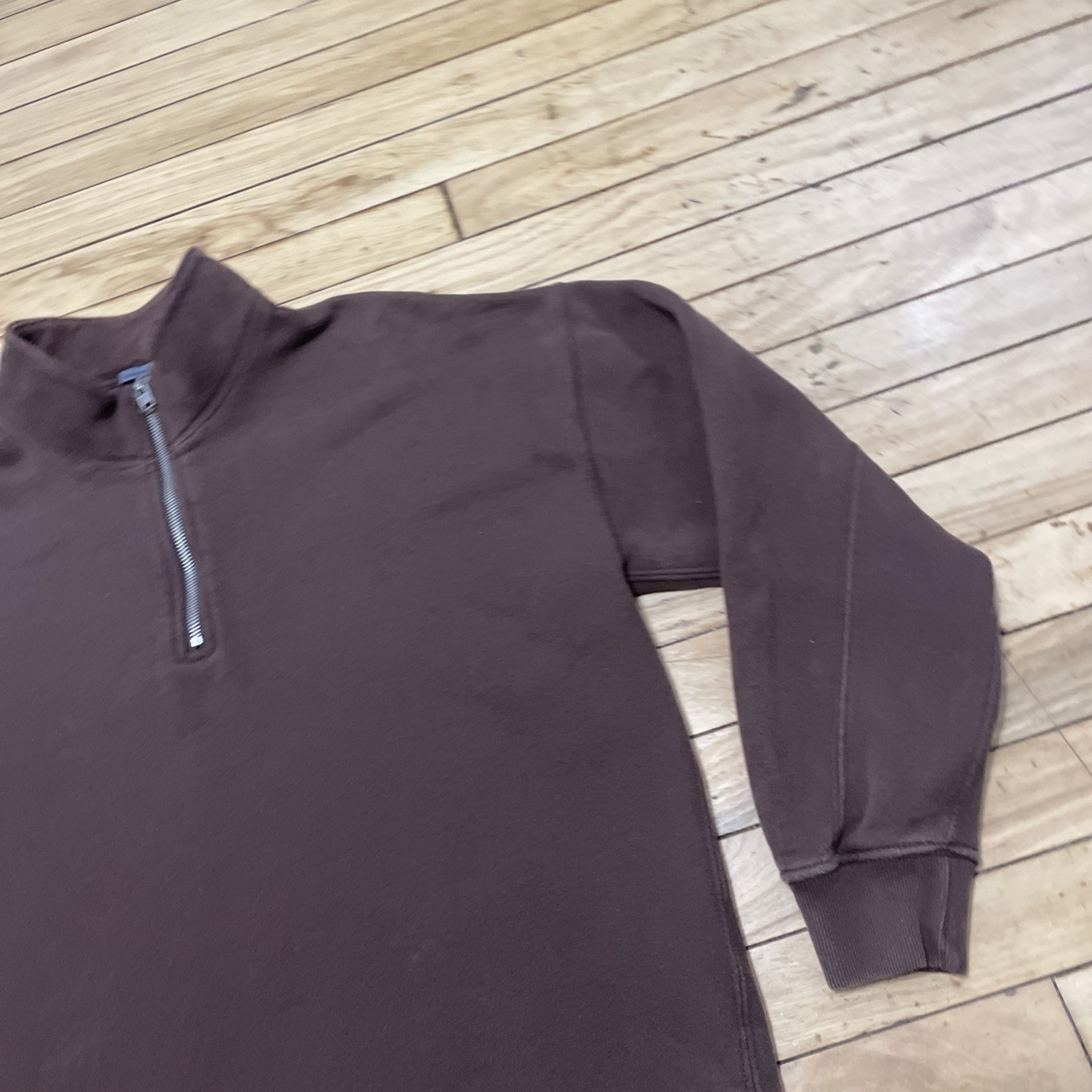 Abercrombie & Fitch 1/4 Zip Pullover Men S Oversized Brown Soft A&F Essentials thumbnail 21