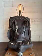 Vintage Saddle lamp made from authentic saddl...
