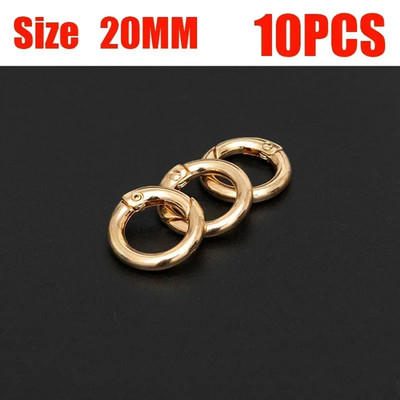 10Pcs Metal O Ring Spring Clasps Openable round Carabiner Keychain Bag Clips Hoo