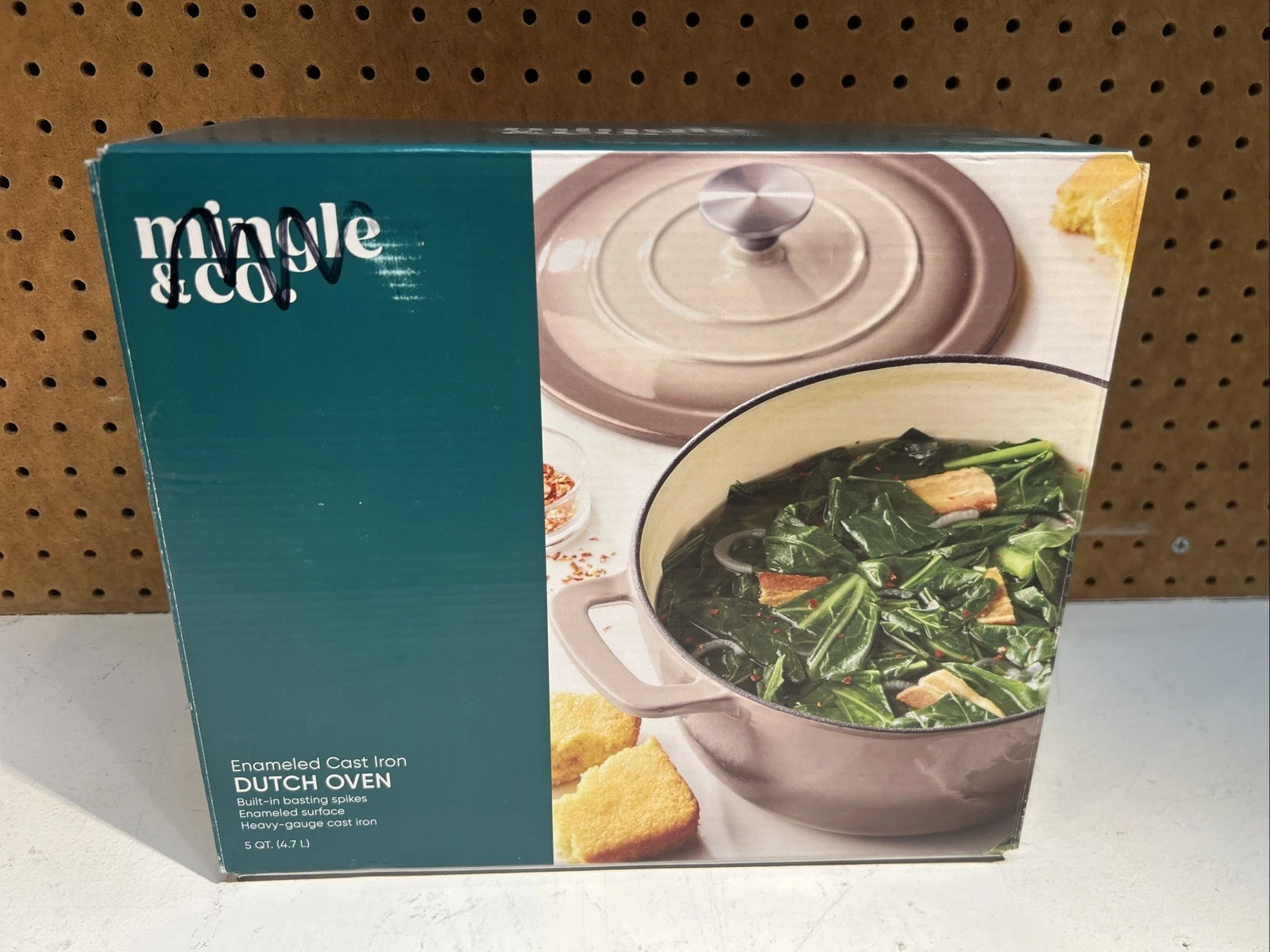 Mingle & Co 5qt Enameled Cast Iron Dutch Oven Pan Cooking Pot - Stone