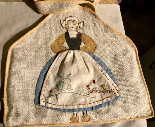 Dutch Girl Cloth SEWING BAG Hidden Needle Thimble Holder Embroidery Appliqué