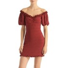 Speechless Mini Dress Size M Maroon Off-Shoulder Ruffle Textured Chic Flirty