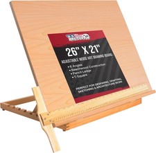 U.S. Art Supply X-Large 26" x 21" Wooden Drawing Board, Adjustable Table Top Eas