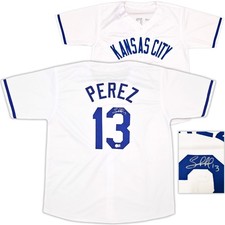 Kansas City Royals Salvador Perez Signed White Jersey Beckett Wit