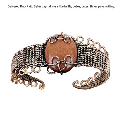 Copper Oval Natural Sun Sitara No Stone Elegant Wire Wrapped New Bangle Bracelet