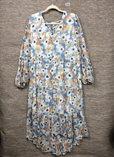 Joie Limited Edition Maxi Dress Floral Field L Floral Print Long Sleeve Tiered