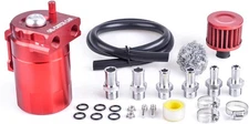 300ml Baffled Oil Separator Catch Can Kit with Air Filter 10MM 12MM 15MM Red