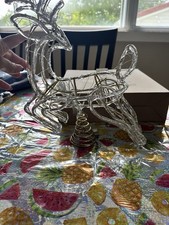 Illuminated Corded Indoor Reindeer Figurine, Silver/Clear/Gold Glitter