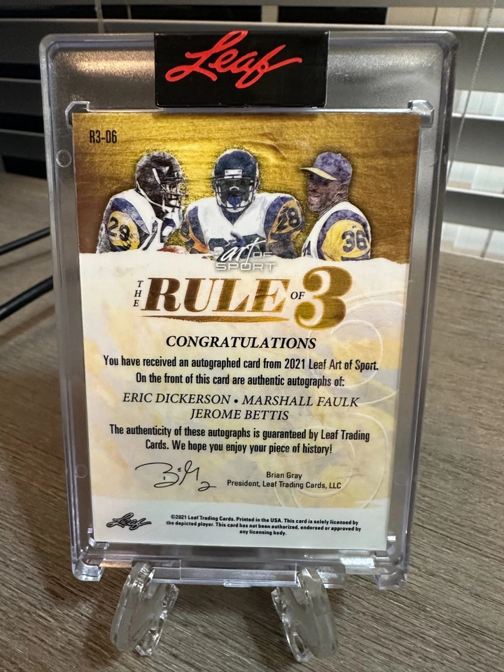 2021 Leaf Art Of Sport Eric Dickerson Marshall Faulk Jerome Bettis Rams Auto /10 - Image 2 of 2
