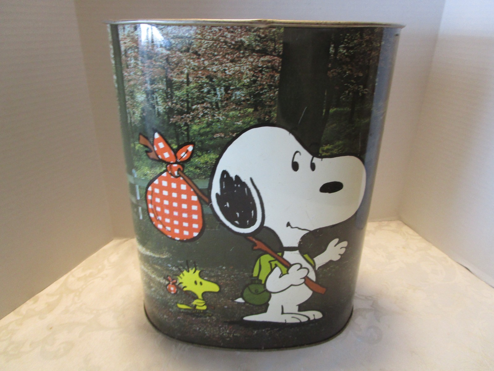 Vintage Wastebasket Trash Can Snoopy Charlie Brown-Peanuts Cheinco 1978 Usa