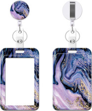 Retractable Badge Holder with Carabiner Reel Clip, Vertical ID Badge Holder with
